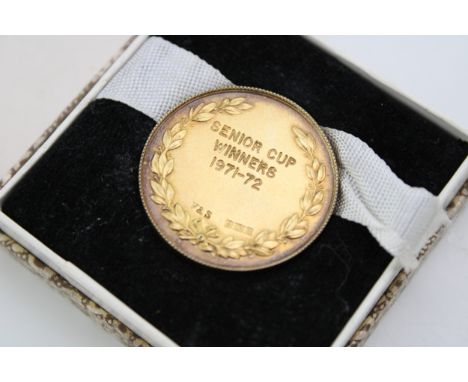 A cased silver gilt, Cheshire Football Association Senior Cup Winners, 1971 - 72 medal, hallmarked Birmingham 1971, 13.8g.