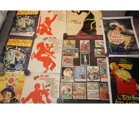 A collection of USSR Soviet Russian military themed propaganda, Moscow State Circus &amp; art posters seven in all  very good