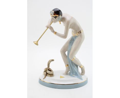 Royal Dux figure The Snake Charmer, 23.5cm tall (flute present but loose).  In good condition with no obvious damage or resto