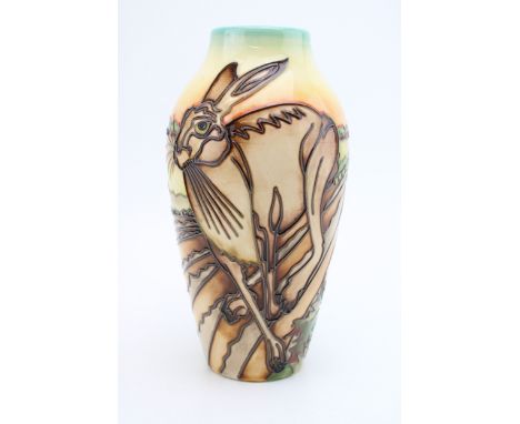 Moorcroft RSPB vase, decorated with Front Runner pattern after Kerry Goodwin, number 8/75, Gr mark to base 20.5cm high.  Gr m