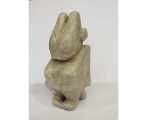 A Neolithic culture ( c 7000-2000 B.C) Jade alien- like figurine of the time of the Dropa people carved from imperial white n