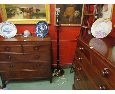A black chinoiserie lamp standard 