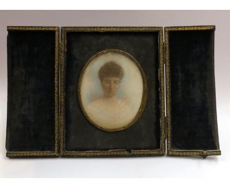 A miniature portrait of a lady, thought to be Beck family, Fakenham, cased frame 