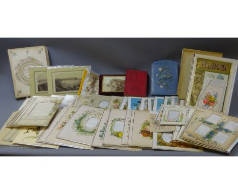 Collection of over one hundred Victorian chromolithograph and other photograph album leaves and title pages, each with single
