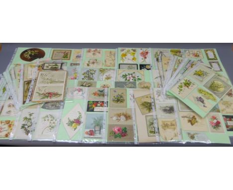 Modern ring binder album containing over three hundred and eighty predominantly Victorian Christmas greeting cards, single sh