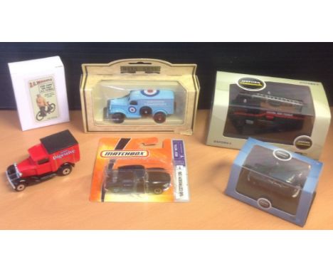 Model collection includes 6 die cast models DG Models John Dew The First AA Patrol, RAF Aircrew Transport Van, RAF Fire ENGIN