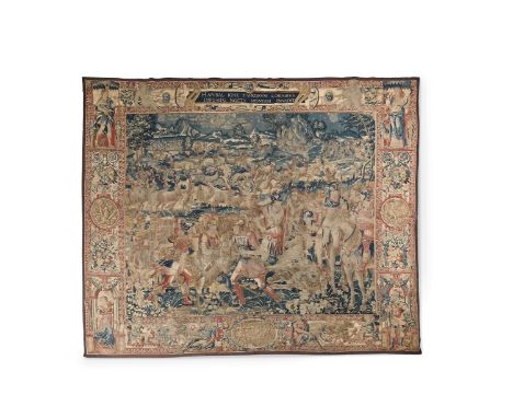 A RARE FLEMISH WOOL AND SILK HISTORICAL TAPESTRY DEPICTING A SCENE FROM THE LIFE OF HANNIBAL LATE 16TH CENTURY Probably after