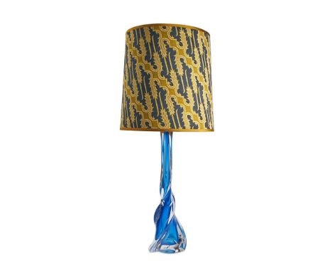 A VAL ST LAMBERT CLEAR AND BLUE GLASS ORGANIC FORM LAMP BASE MID 20TH CENTURY, DESIGNED BY CHARLES GRAFFARTincluding Guinever