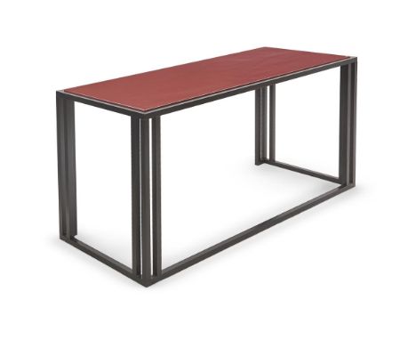 GEORGE CIANCIMINO: AN ALUMINIUM AND RED LACQUER CONSOLE TABLE CIRCA 1975 Painted aluminium frame with "Japanese" red lacquer 