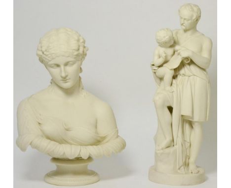 A Copeland Parian bust of Clytie, dated 1855, impressed ART UNION OF LONDON 1855 and C. DELPECH REDT. together with another P