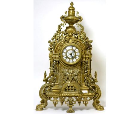 A large gilt metal mantel clock with German movement 