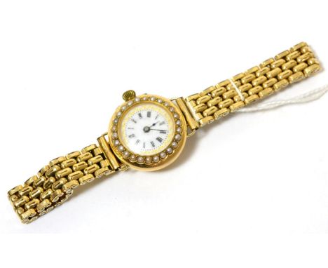 A Continental 14K lady's wristwatch with enamel dial 