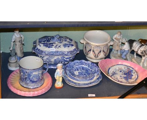 Two Scheidig porcelain groups; together with other assorted ceramics including Spode; Copeland and Garret etc 