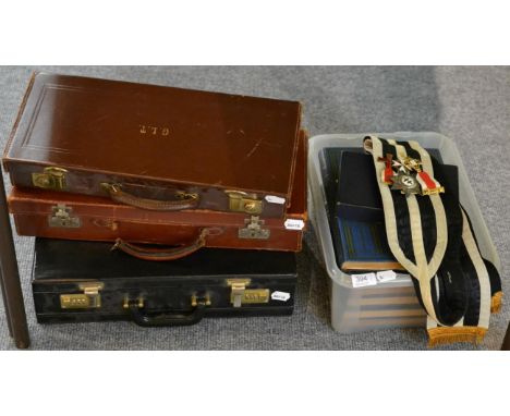 A Victorian silver Masonic star; The History of Freemasonry, R F Gould, 6 vols; and a large quantity of Masonic regalia and g