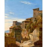 Deutsch/Französisch, um 1830/40. Eingang in die Altstadt von Olevano.