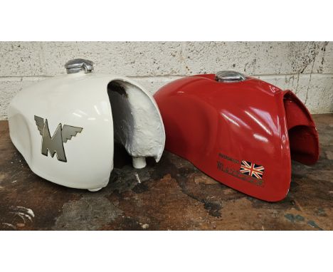A Rickman Matisse fibreglass patrol tank and a Matchless trials fibreglass tank (2)