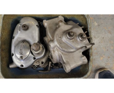 A box of Norton gearbox and kickstart parts
