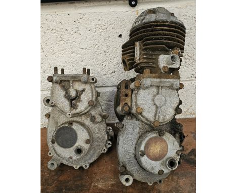 An Excelsior Spryt engine and a pair of crankcases (2)