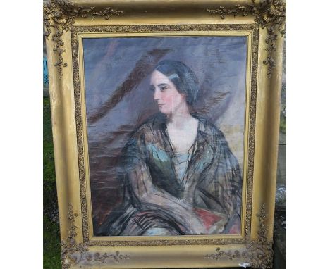An oil on canvas, portrait of a woman, 36ins x 27.5ins