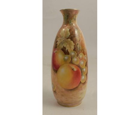 A Royal Worcester vase, decorated with fruit to a mossy ground by Leaman, shape number 2491/2, height 5.5insCondition Report: