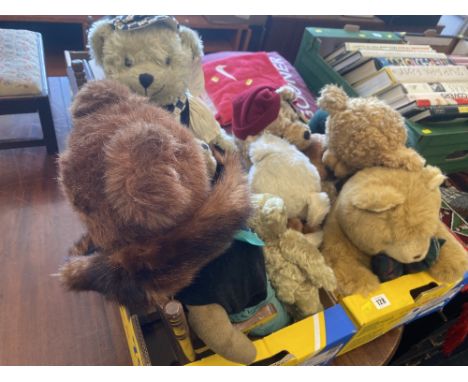 Nine assorted Teddy bears inc. two Steiff