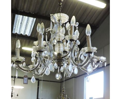 A cut glass six branch chandelier, 72cm diameter
