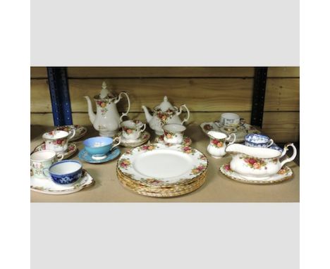 A Royal Albert Old Country Roses pattern part tea service, together with various trios 