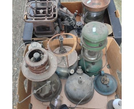 A brass ship's light, together with various others 