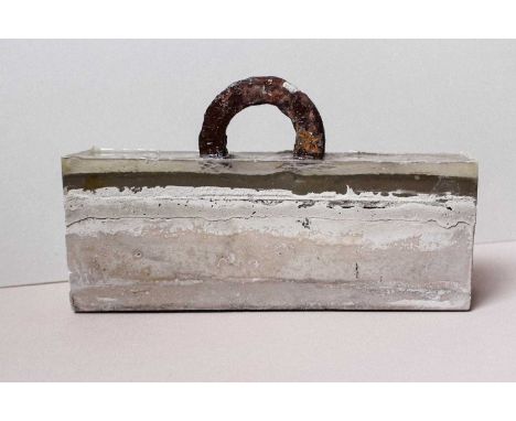 Lottie Matthews (b.1996)A BearingResin, found object, linen weave and concrete15cm high, 25cm wide, 5.5cm deep
Mixed media vi