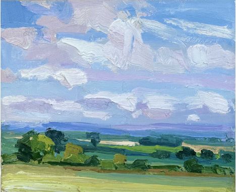 †
Lucy Kent (b.1984)Summer Evening, Yellow FieldsSigned with initials LK (lower right)Oil on panel25 x 30cm
Lucy Kent lives a