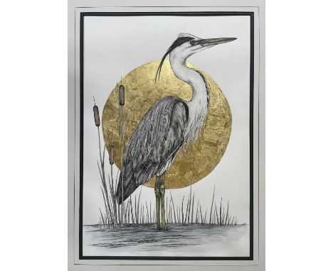 Dais Scott-Bennett (b.1997)Heron in ReedsSigned (lower right)Watercolour, pen and ink, and 24ct gold90 x 70cm
Dais Scott-Benn