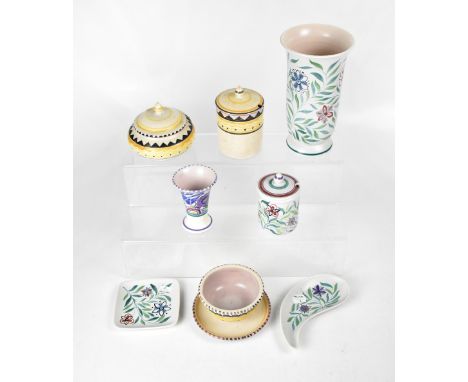 POOLE; a group of eight ceramics to include three c.1929 ceramics from the Carter Stabler Studio, in the Bloomsbury style, a 