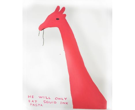 DAVID SHRIGLEY (born 1968); lithograph poster, 'He Will Only Eat Squid Ink Pasta', 80 x 60cm. CONDITION REPORT Mint condition