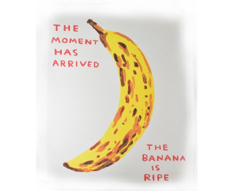 DAVID SHRIGLEY (born 1968); lithograph poster, 'The Moment Has Arrived, The Banana Is Ripe', 80 x 60cm. CONDITION REPORT Mint