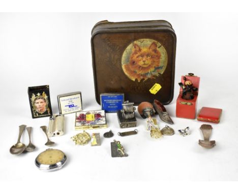 Various mixed collectibles to include a children's vintage penny Jack-in-the-box, a hedgehog pin cushion, a pincushion in the