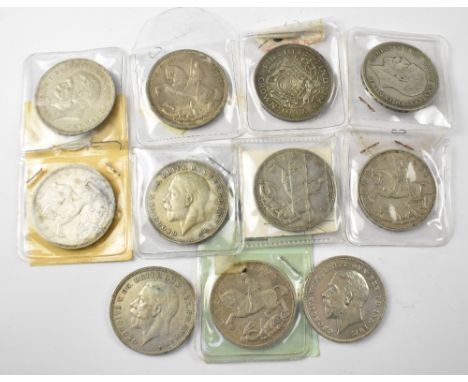 Ten George V 1935 crowns (half silver) and a George VI 1937 crown (11).