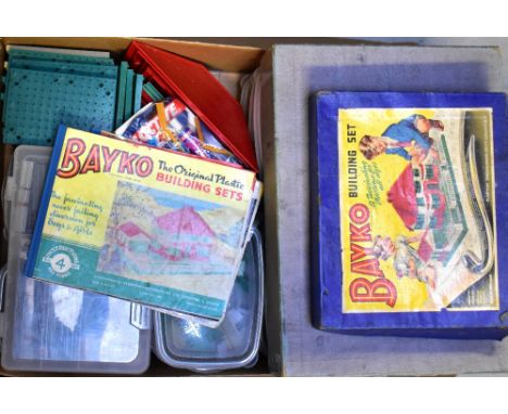 BAYKO; a boxed Bayko building set no.3, together with three boxed converting sets no.2x, one other boxed Bayko building set, 