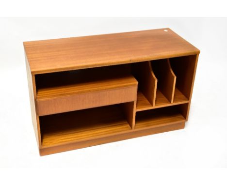 MCINTOSH; a vintage teak TV stand/HiFi cabinet with sectional dividers for records and HiFi equipment, 60 x 100 x 42cm. CONDI