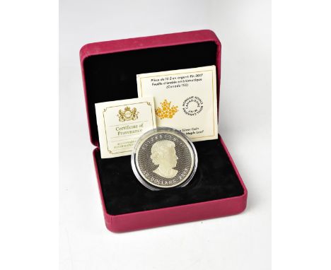 A Proof Fine Silver Iconic Maple Leaf Ten Dollar Coin 2017, encapsulated, with certificate and boxed.