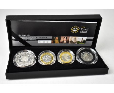 THE ROYAL MINT; the 2009 UK Silver Proof Piedfort Four-Coin Collection, limited edition no.610/2500, with certificate of auth