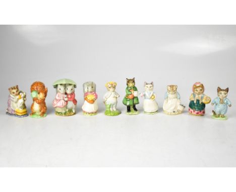 BESWICK AND ROYAL ALBERT; ten Beatrix Potter figures to include 'Squirrel Nutkin', 'Goody Tiptoes', 'Goody and Timmy Tiptoes'