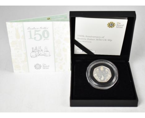 THE ROYAL MINT; the 150th Anniversary of Beatrix Potter 2016 UK Silver Proof 50p coin, limited edition no.6663/7750, encapsul