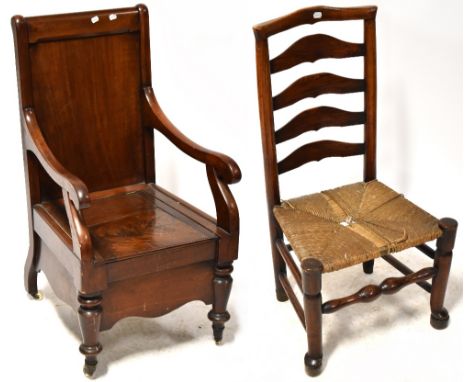 A Victorian mahogany commode and a single Victorian dining chair (2).