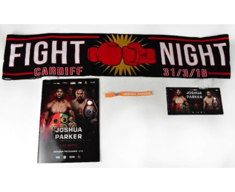 BOXING INTEREST; an official programme for Joshua vs Parker, 31st March 2018 at the Principality Stadium, Cardiff, bearing va