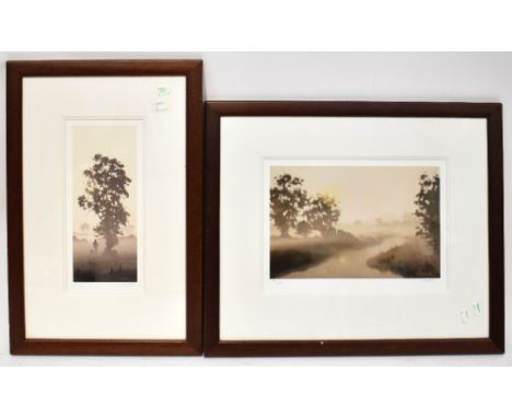 AFTER JOHN WATERHOUSE (British, born 1967); limited edition sepia print, misty scene of a river winding through a tree-lined 