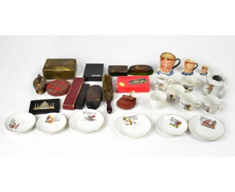 Various collectibles to include a children's part nursery rhyme dolls' tea set, a set of three Royal Doulton 'Fat Boy' charac