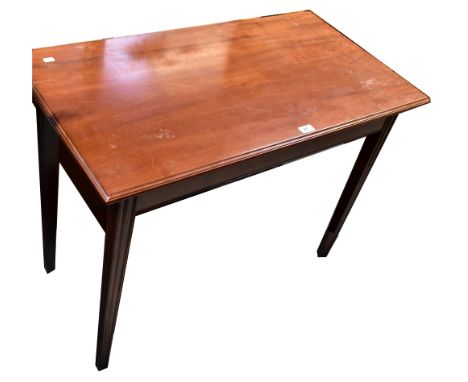 An early 20th century mahogany side table, rectangular top above simple frieze, raised on square tapering supports, 72.5 x 97