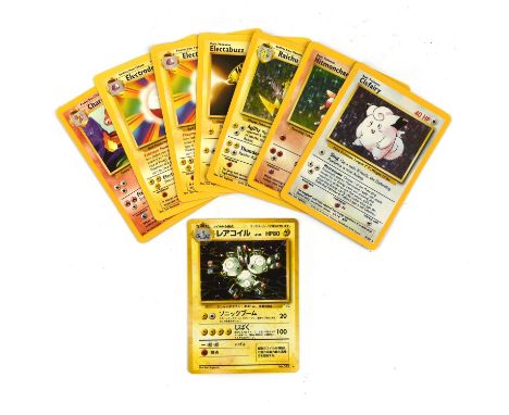 Pokemon TCG - A lot containing 8 cards from vintage sets To include: Clefairy (Holo) 5/102, Hitmonchan (Holo) 7/102, Raichu (
