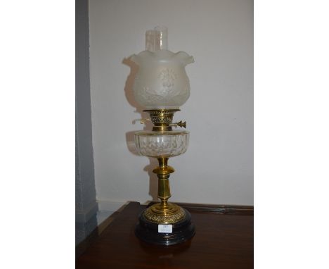 Victorian Oil Lamp with Frosted Shade 