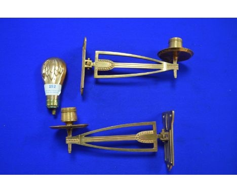 Two Copper Candle Sconces, and a Copper Shot Flask 